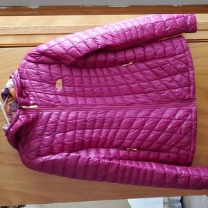 Ladies North Face, medium, mid weight jacket, fuscia w/ multi color interior.